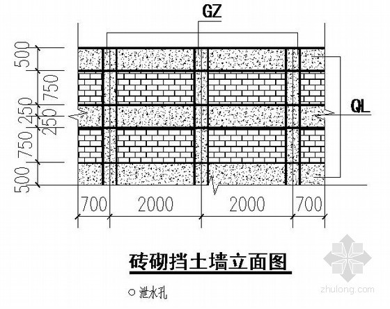 砖砌楼梯扶手构造详图资料下载-砖砌挡土墙节点构造详图