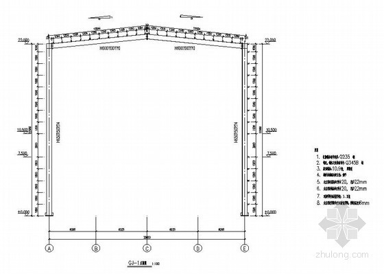 单层厂房结构布置图资料下载-某单层厂房结构施工图