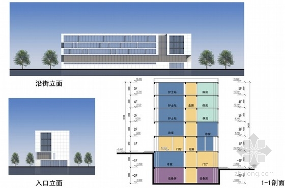 [昆明]多层中医院综合楼建筑设计方案文本-多层中医院综合楼剖立面图 