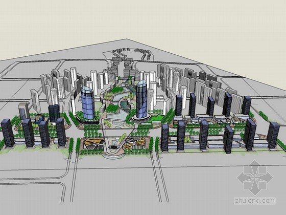 高层办公建筑布置图资料下载-高层办公建筑SketchUp模型下载