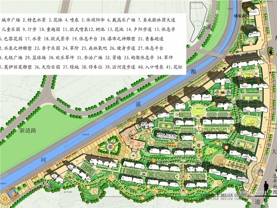 欧式大门围墙资料下载-[湖南]欧式风情开放式居住区景观设计方案