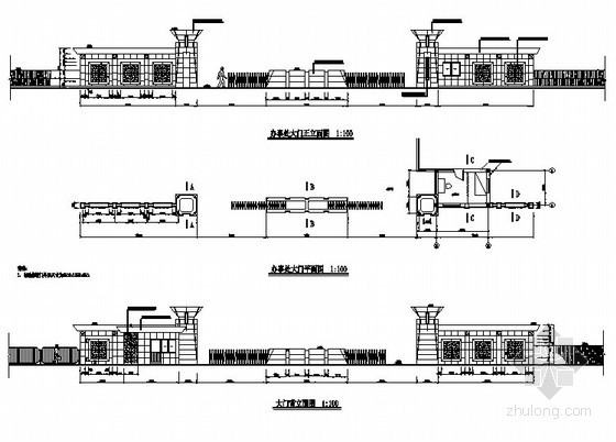 围墙大样节点图资料下载-围墙大门节点大样图