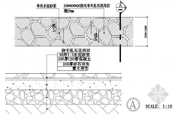 燒毛亂石花崗岩散步道詳圖-園林景觀節點詳圖-築龍園林景觀論壇