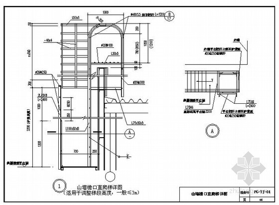 轻钢屋顶檐口构造资料下载-某山墙檐口直爬梯节点构造详图