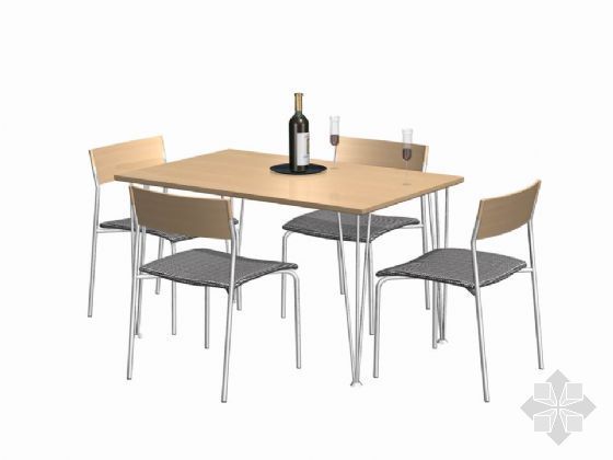 cad家具餐桌资料下载-四人餐桌