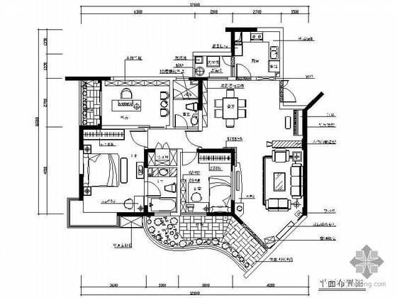 三室两厅含设计图资料下载-[重庆]三室两厅样板房设计图
