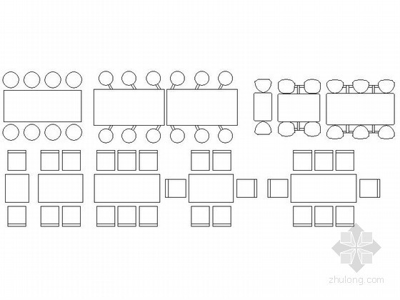 各式会议桌椅及沙发餐桌CAD图块下载 
