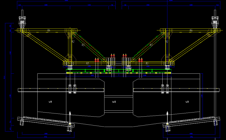 转体连续梁安全施工方案-4 72m湖北桥挂篮纵断面图