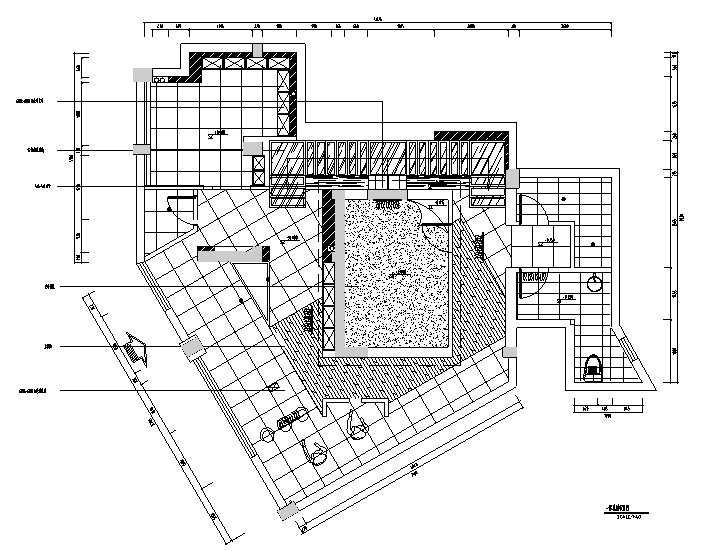 混搭风格酩汇酒庄商业空间设计施工图（附效果图）-一层地材布置图