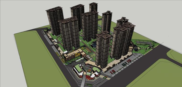 [广东]广东肇庆知名地产花园住宅区建筑模型设计（霍普设计）-B 16