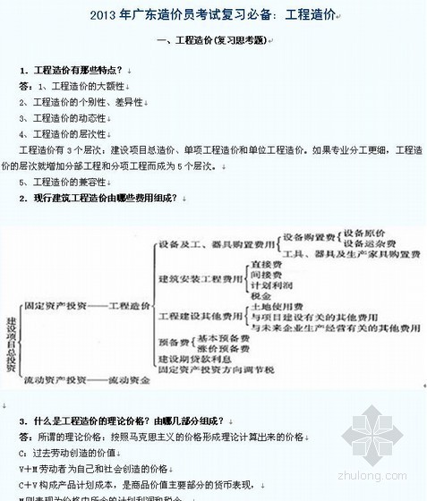 造价员岗位必备实操班资料下载-2013年广东造价员考试复习必备