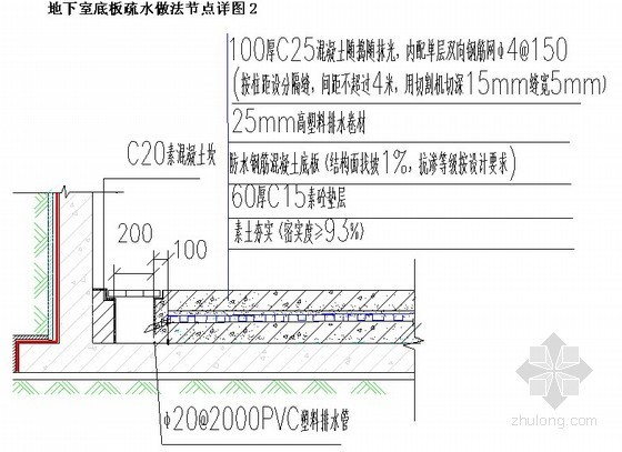 建筑地下室底板做法资料下载-地下室底板疏水做法节点详图2