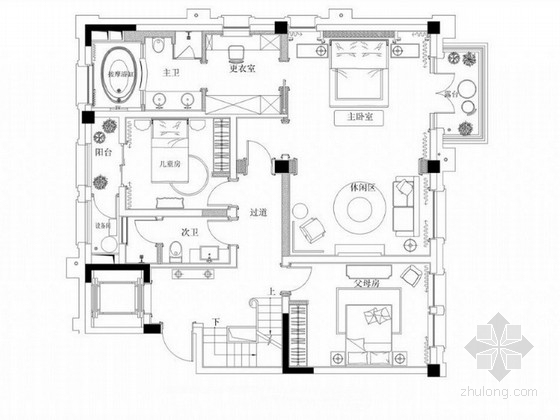 别墅室内简欧风格效果图资料下载-[上海]简欧风格三层别墅样板间室内设计方案