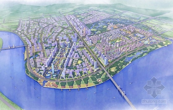[浙江]水脉相承商都城市设计景观方案-鸟瞰图 