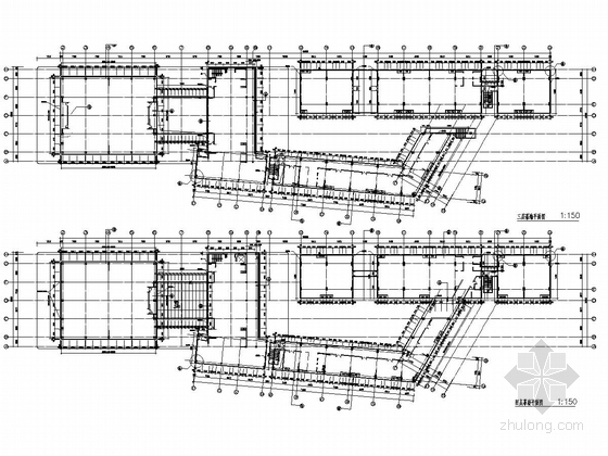 24层钢框架混凝土核心筒结构国际设计中心结构施工图（安藤忠雄设计）-四层幕墙平面图