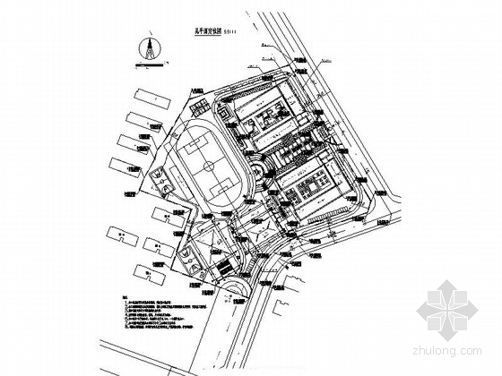 [安徽]市级多层小学整套规划设计施工图（含教学楼、风雨操场等2015年图纸）-市级多层小学整套规划总平面图 