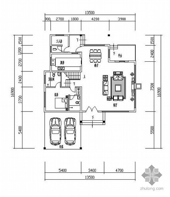 小区三层别墅户型图CAD资料下载-三层独栋别墅户型图(185/152/95)
