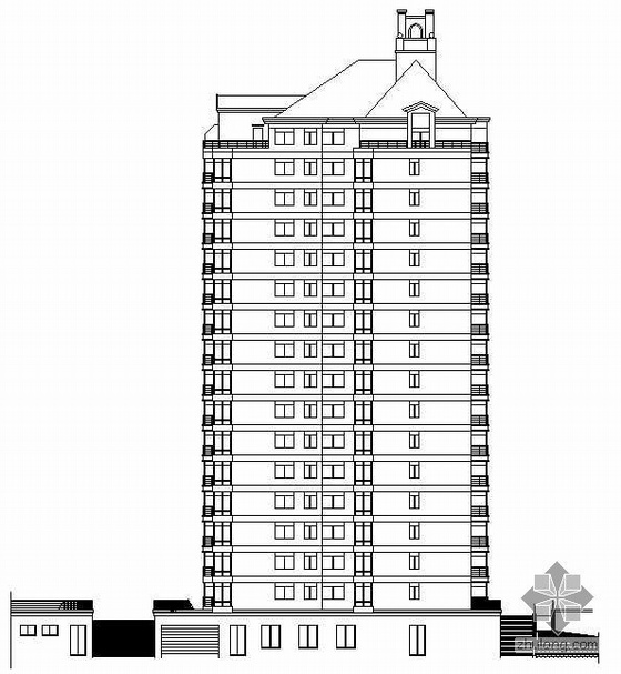 十六层住宅楼框架建筑图资料下载-[威海市]某大底盘十六层住宅楼建筑结构水暖电施工图