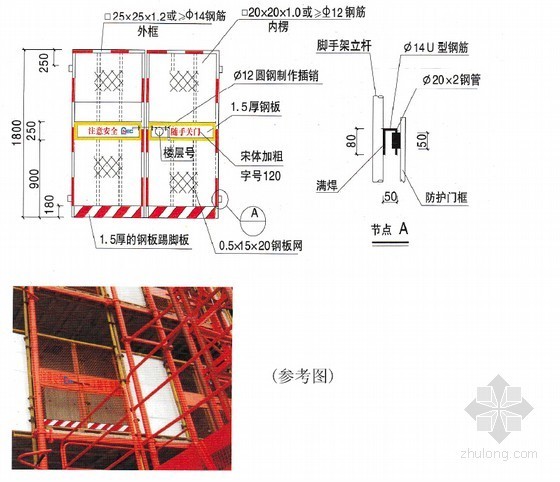 建筑工程施工现场安全生产及文明施工标准化图册（80余页 图文并茂）-龙门架、井架进料口防护 