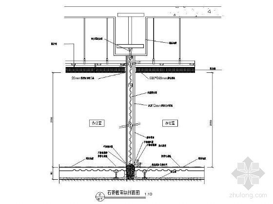 轻钢龙骨隔墙剖面图下载资料下载-石膏板隔墙剖面图