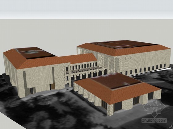 上海交大法学院大楼资料下载-法学院建筑SketchUp模型下载