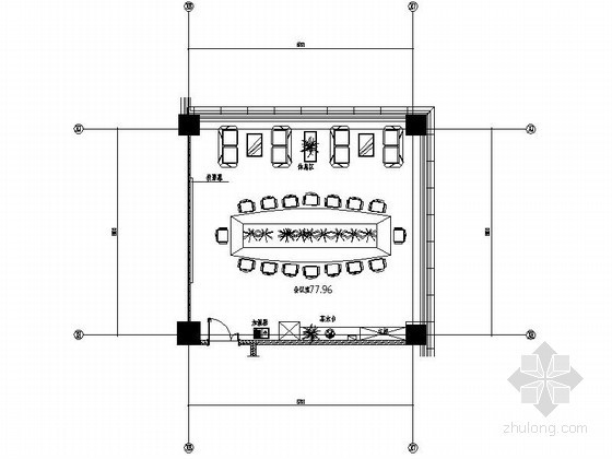 小会议室cad平面图资料下载-69㎡办公空间小会议室装修图