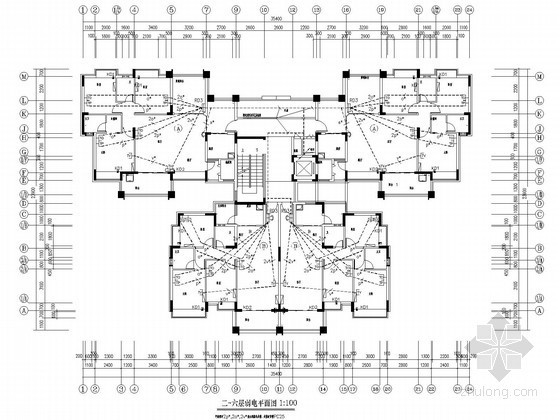 民用住宅楼电气施工图-六层弱电平面图 