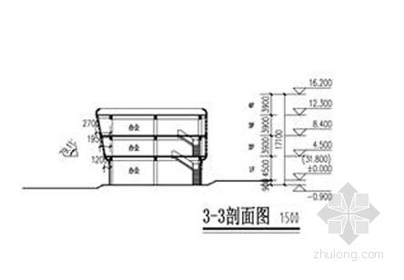 [山东]大型客运中心建筑设计方案文本-客运汽车总站剖面图