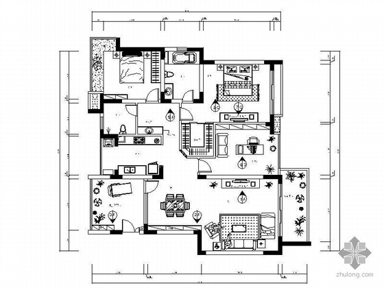 三室两厅原始平面图资料下载-[成都]三室两厅装修图