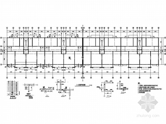 [北京]六层剪力墙结构干休所结构施工图（含建筑图）-三~五层结构平面布置图 