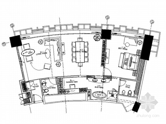 三间两廊民居模型资料下载-[上海]高档连锁五星级酒店三间套房施工图