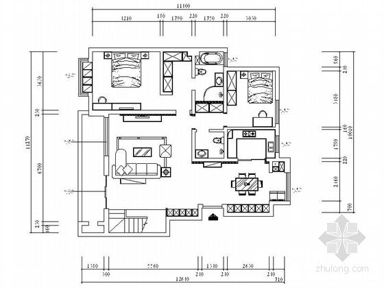 现代装修客厅吊顶资料下载-[宁夏]高档居住区现代简约复式装修施工图（含效果及模型）