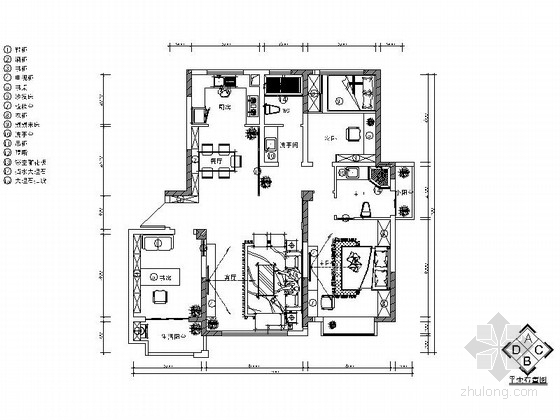 中式书房立面图资料下载-[河南]新中式风格两居室样板间CAD施工图（含效果图）