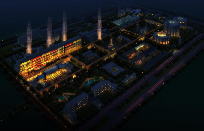 [山西]工业遗产煤气厂改造景观观光园设计方案-景观鸟瞰效果图