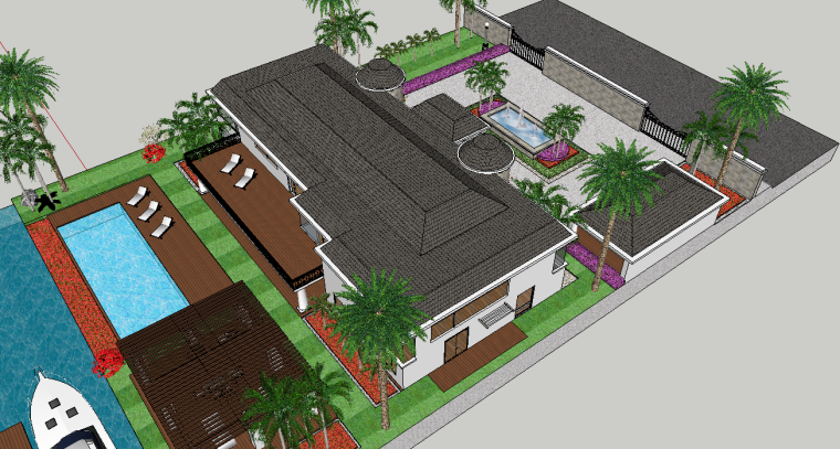 私家别墅庭院景观设计模型 下载-场景二