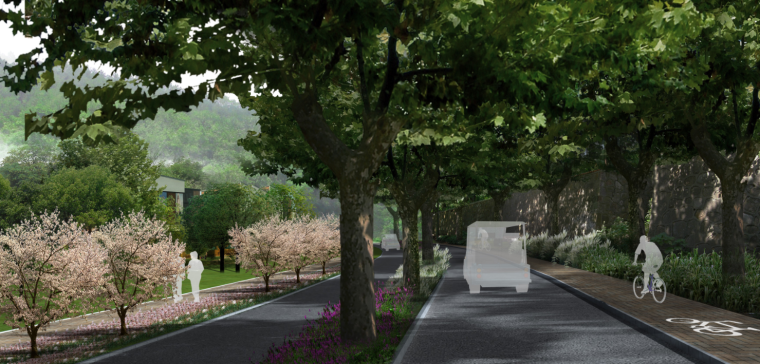 [江苏]南京牛首山北部景区景观方案设计（佛禅宗教，生态旅游）-A02道路改造效果图