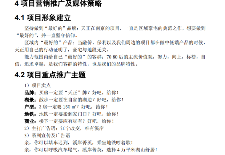 南京某房地产项目前期策划-项目营销推广及媒体策略