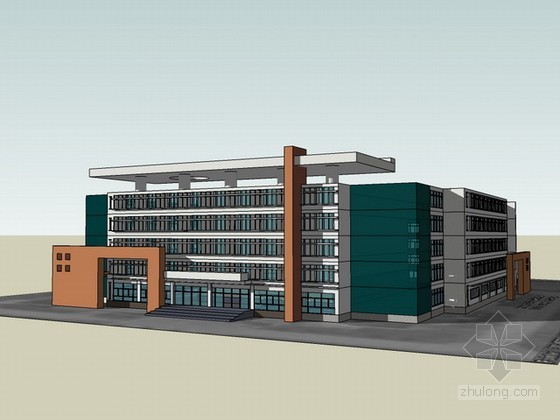 现代多层办公楼建筑效果资料下载-现代办公楼建筑sketchup模型下载