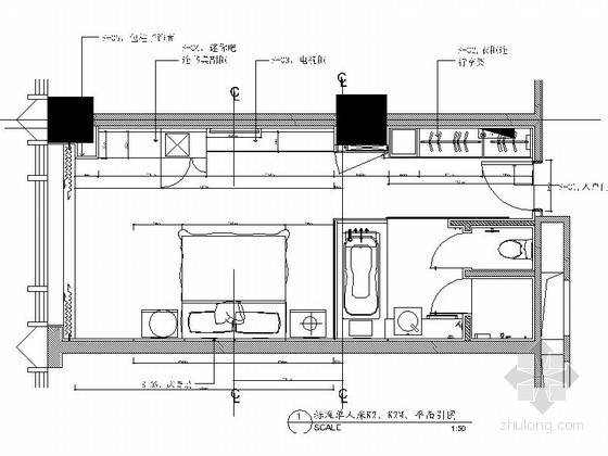 五星级酒店标间家具深化资料下载-五星级酒店标准间固定家具深化图