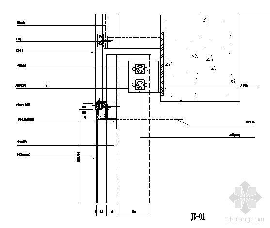 玻璃幕墙竖向节点图资料下载-玻璃幕墙竖向节点一