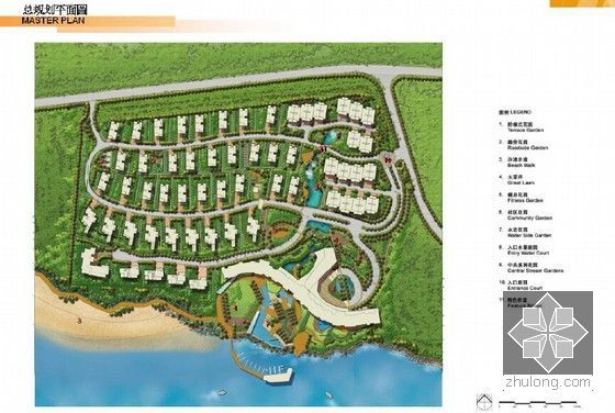 [青岛]旅游度假酒店前期规划设计方案(中英文对照 102页)-总规划平面图