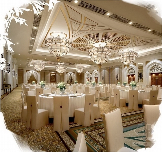[中东]某豪华泰式五星度假酒店概念设计方案图-宴会厅效果图