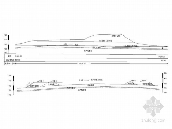 [甘肃]中型水库主体工程施工组织设计189页(2015年编制)-导流明渠轴线纵剖面施工图 