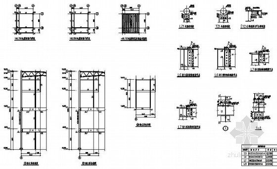 桁架结构构造详图资料下载-[苏州]三层钢管桁架框架结构电梯井节点构造详图