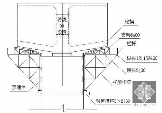 [江苏]含挂篮悬浇梁支架现浇梁各种软基26km双线铁路实施性施工组织设计428页-托架结构示意图