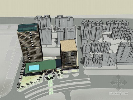 现代风格办公楼装修效果图资料下载-现代风格办公楼SketchUp模型下载