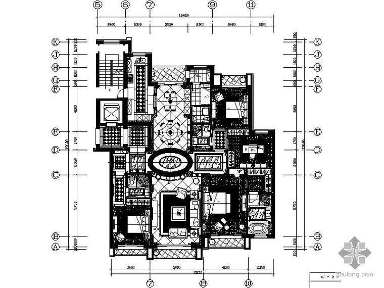 豪宅公寓样板间方案资料下载-[山东]豪宅三居样板间施工图