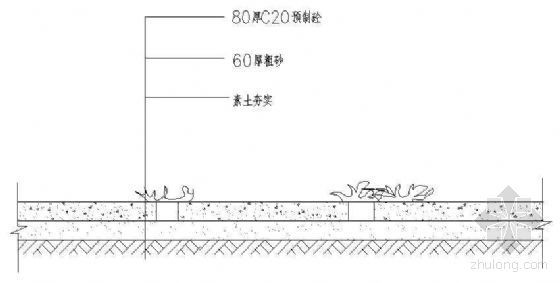 青条石汀步大样图资料下载-草地汀步断面图