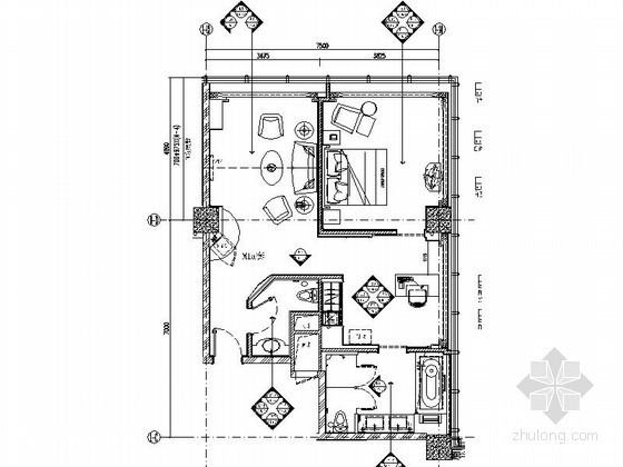室内装修预算标准资料下载-[江苏]某酒店标准套房室内装修图