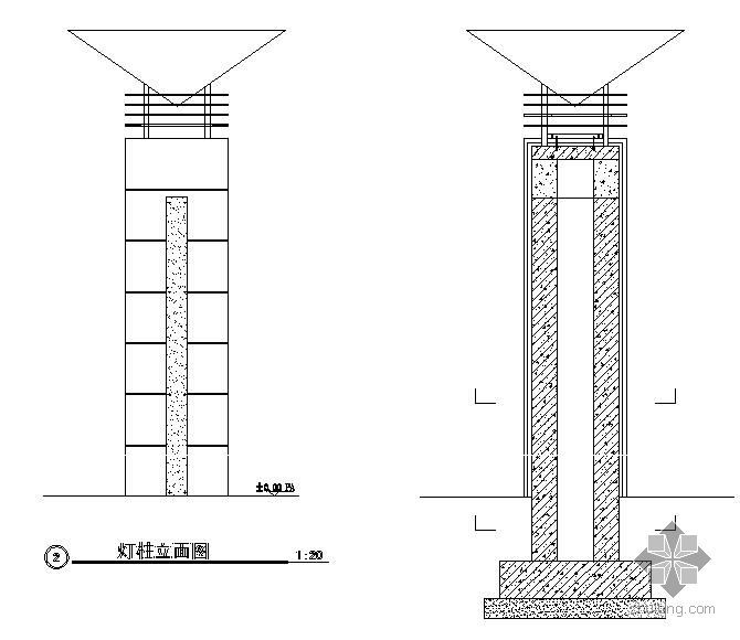 构造柱剖面大样cad资料下载-景观灯柱施工大样图